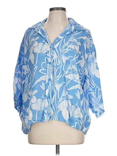 Pre-owned Magaschoni 3/4 Sleeve Blouse In Blue