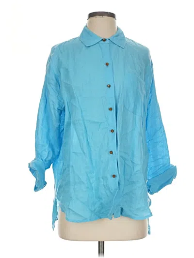 Pre-owned Magaschoni 3/4 Sleeve Button Down Shirt In Blue