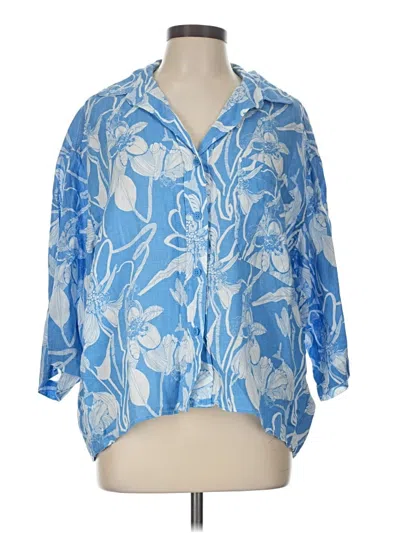Pre-owned Magaschoni 3/4 Sleeve Button Down Shirt In Blue