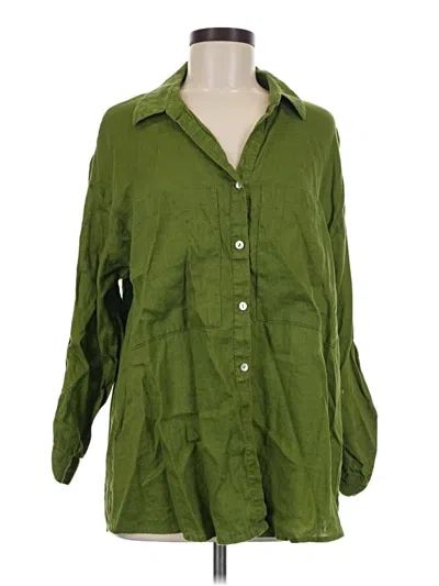 Pre-owned Magaschoni 3/4 Sleeve Button Down Shirt In Green