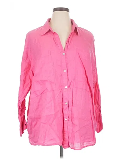 Pre-owned Magaschoni 3/4 Sleeve Button Down Shirt In Pink