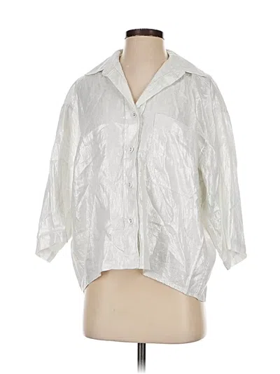 Pre-owned Magaschoni 3/4 Sleeve Button Down Shirt In Silver