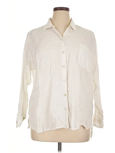 Pre-owned Magaschoni 3/4 Sleeve Button Down Shirt In White