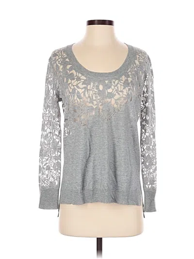 Pre-owned Magaschoni 3/4 Sleeve Top Gray Scoop Neck Tops