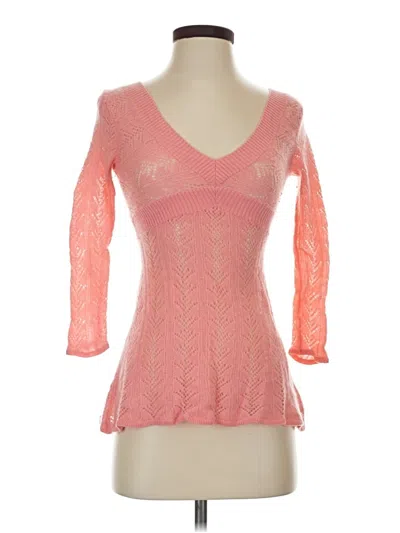 Pre-owned Magaschoni 3/4 Sleeve Top Pink Sweetheart Neckline Tops