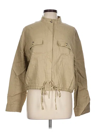 Pre-owned Magaschoni 3/4 Sleeve Top Tan Mock Neckline Tops