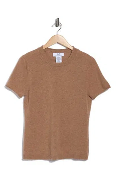 Magaschoni Cashmere Crewneck Short Sleeve Sweater In Brown