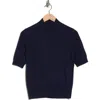 Magaschoni Cashmere Mock Neck Elbow Sleeve Sweater In Blue