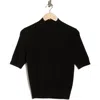 Magaschoni Cashmere Mock Neck Elbow Sleeve Sweater In Black