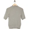 Magaschoni Cashmere Mock Neck Elbow Sleeve Sweater In Gray