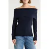 Magaschoni Cashmere Off The Shoulder Sweater In Blue