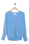 Magaschoni Cashmere V-neck Dolman Sweater In Blue