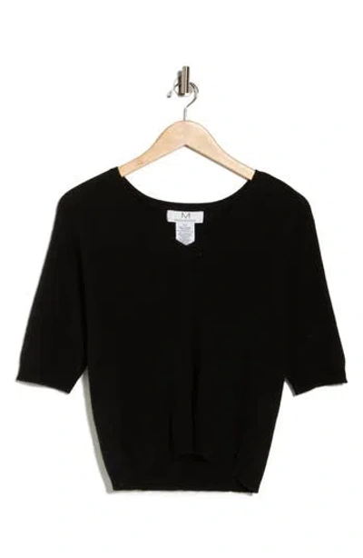 Magaschoni Cashmere V-neck Elbow Sleeve Sweater In Black
