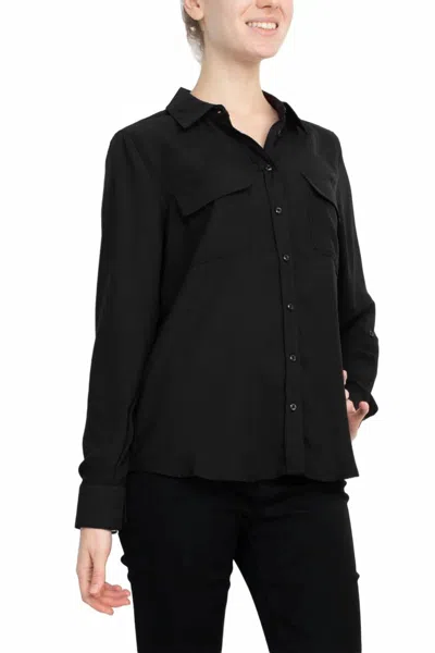 Magaschoni Collar Neck Long Sleeves Front Button Detail Top In Black