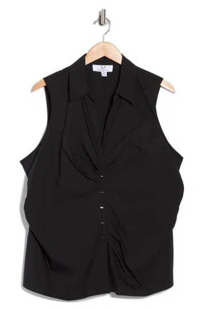 Magaschoni Collared Ruched Shirt In Black