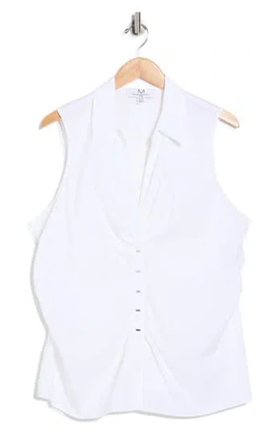 Magaschoni Collared Ruched Shirt In White