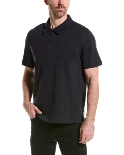 Magaschoni Collared Zip-front Polo Shirt In Blue