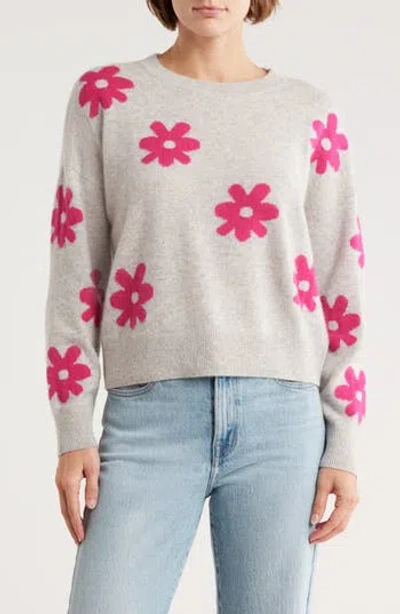 Magaschoni Floral Jacquard Cashmere Sweater In Gray