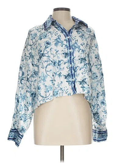 Pre-owned Magaschoni Long Sleeve Blouse In Blue