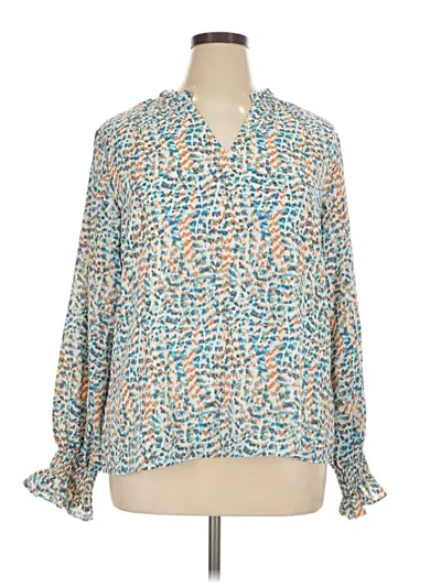 Pre-owned Magaschoni Long Sleeve Blouse In Blue