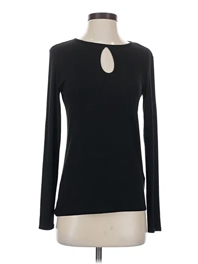 Pre-owned Magaschoni Long Sleeve Top Black Keyhole Neckline Tops