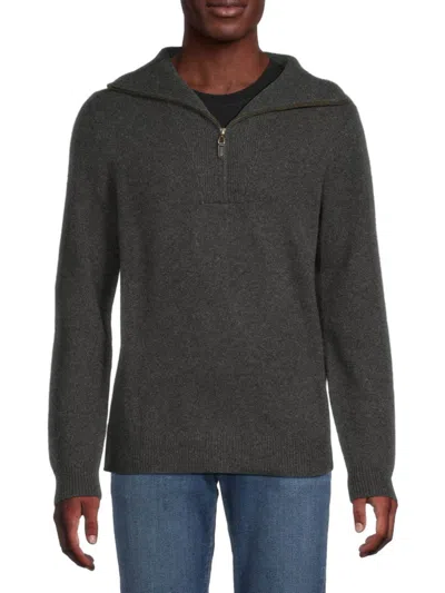 Magaschoni Men's Cashmere Zip-up Pullover In Charcoal Heather