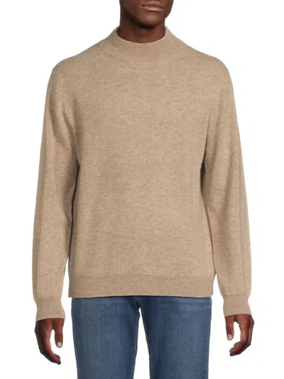Magaschoni Men's Mockneck Cashmere Sweater In Mushroom Heather