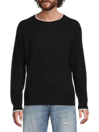 Magaschoni Men's Raglan Sleeve Cashmere Sweater In Black Frost