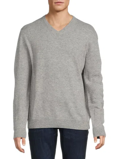 Magaschoni Men's V-neck Cashmere Sweater In Storm Heather