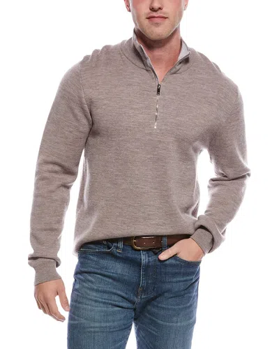 Magaschoni Merino Wool-blend 1/4-zip Mock Neck Sweater In Brown