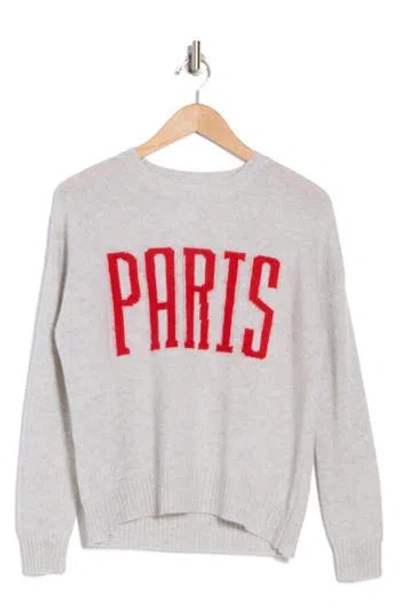 Magaschoni Paris Cashmere Sweater In Nickle Heather/true Red