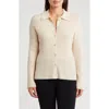 Magaschoni Ribbed Cashmere Button Front Cardigan In Creamy Heather