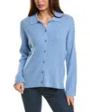 Magaschoni Ribbed Cashmere Button Front Cardigan In Blue