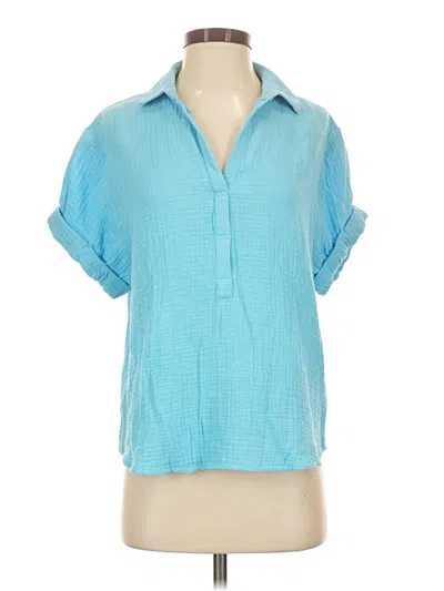 Pre-owned Magaschoni Short Sleeve Blouse In Blue
