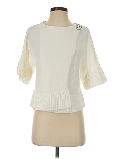 Pre-owned Magaschoni Short Sleeve Blouse In Ivory