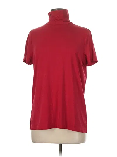 Pre-owned Magaschoni Short Sleeve Top Burgundy High Neck Tops