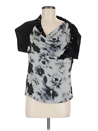Pre-owned Magaschoni Short Sleeve Top Gray Cowl Neck Tops