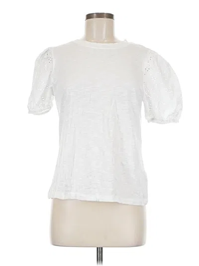 Pre-owned Magaschoni Short Sleeve Top White Crew Neck Tops