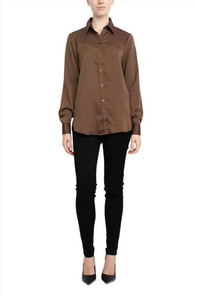 Magaschoni Silk Button-detail Top In Walnut In Brown