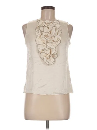 Pre-owned Magaschoni Sleeveless Silk Top Ivory Halter Neckline Tops