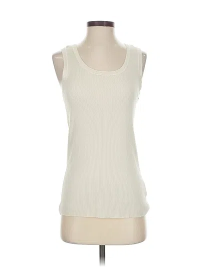 Pre-owned Magaschoni Sleeveless Top Ivory Solid Pattern Scoop Neck Tops In White