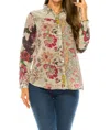 Magazine Clothing Floral Printed Patchwork Shirt In Ash Gray In Multi