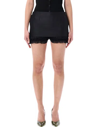 Magda Burtym Fitted Mini Skirt Shorts With Ruched Detail - Women's Size 36 In Black