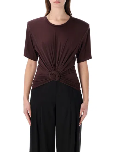 Magda Burtym Refined Sculptural T-shirt With Front Knot - Size 36 In Brown