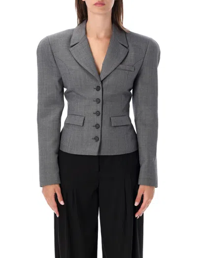 Magda Burtym Tailored Wool Blazer Jacket In Grigio