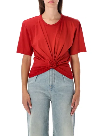 Magda Burtym Women's Short Sleeve Knot Front T-shirt In Rosso