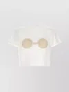 Magda Butrym Cropped Cotton T-shirt With Unique Front Embroidery