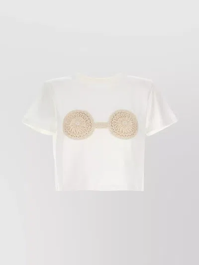 MAGDA BUTRYM '01' CROCHET DETAIL CROPPED T-SHIRT