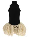 Magda Butrym Textured Sleeveless Dress Featuring Crochet Detail In Black
