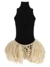 Magda Butrym Textured Sleeveless Dress Featuring Crochet Detail In Black
